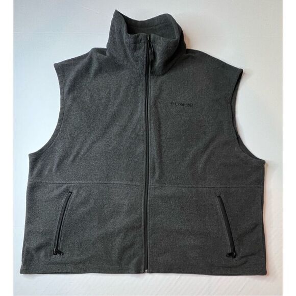 Columbia WT1480 Steens Mountain Fleece Zip Vest Dark Gray Pockets XXL Outerwear - Picture 1 of 10